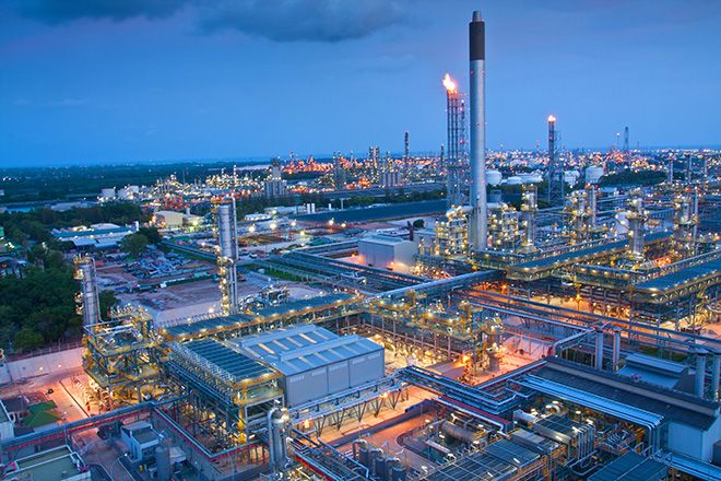 Brancher - Anlægsstyring: et luftfoto af en fabrik