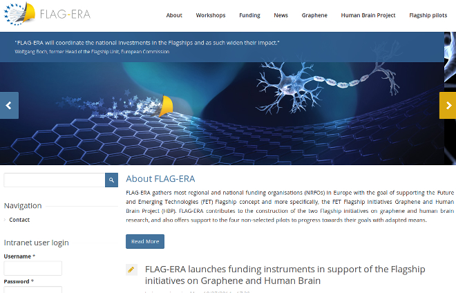 Écran tactile - Rapport annuel 2015 du projet phare GRAPHENE une capture d’écran d’un site web