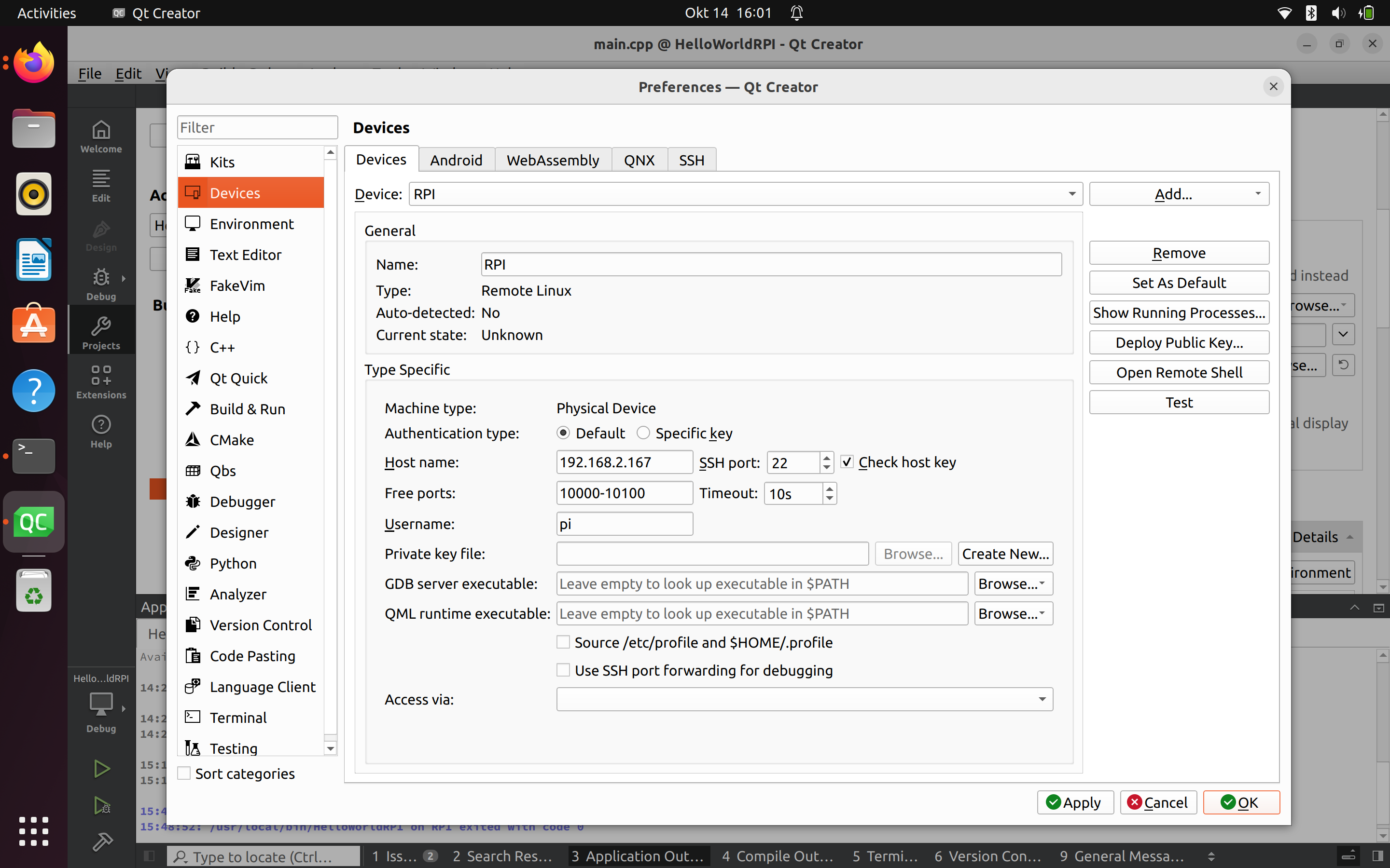 Qt 6.8 Cross-Compilation for Raspberry Pi une capture d'écran d'un ordinateur