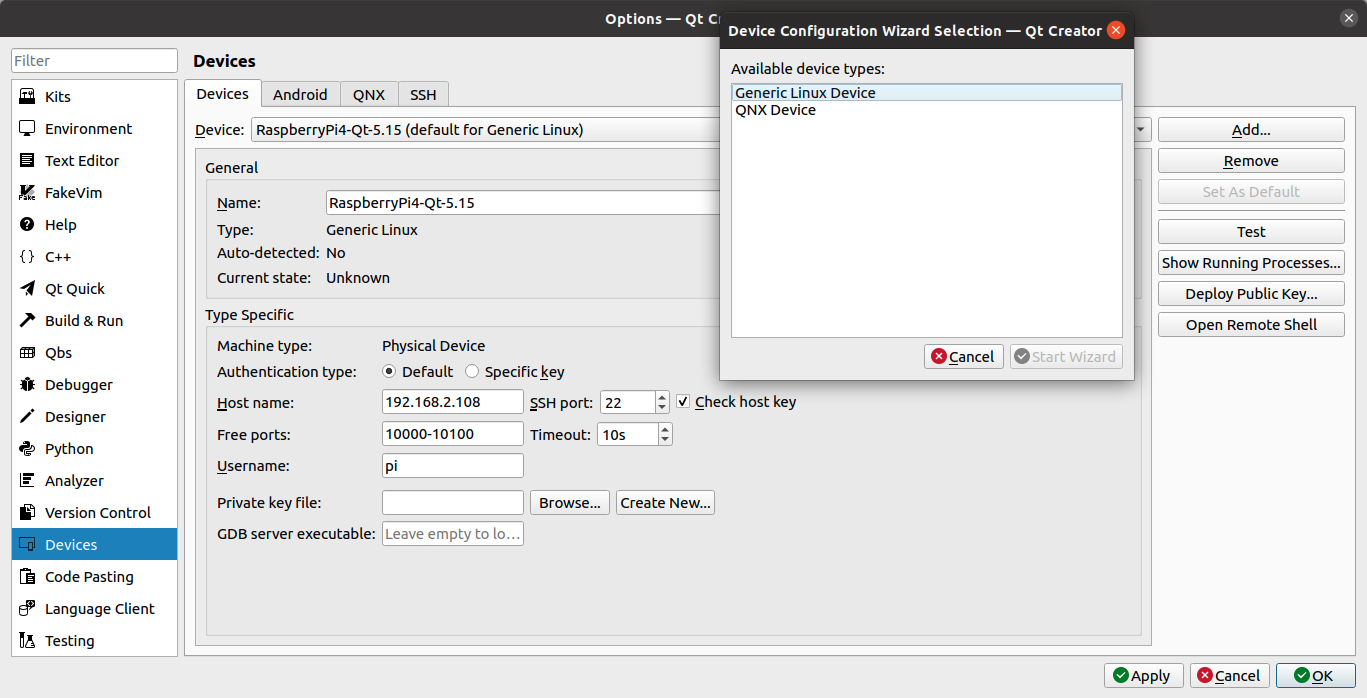 Logiciel embarqué Raspberry Pi - Configurer Qt Creator sur Ubuntu 20 LTS pour la compilation croisée d’une capture d’écran d’un ordinateur