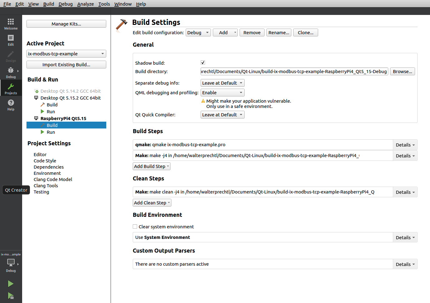 Logiciel embarqué Raspberry Pi - Configurer Qt Creator sur Ubuntu 20 LTS pour la compilation croisée d’une capture d’écran d’un ordinateur