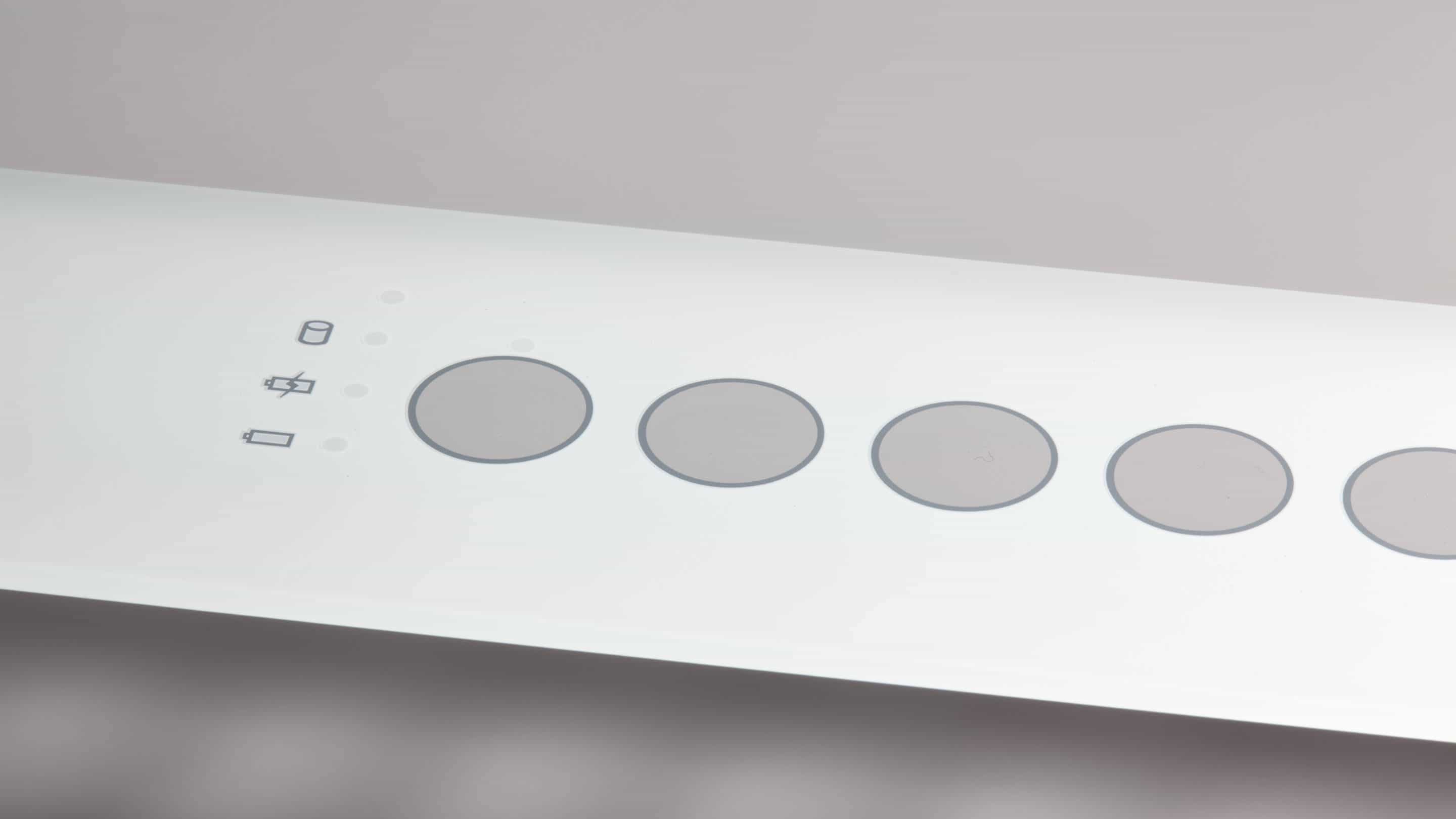 Écran tactile personnalisé - Impression inverse d’un objet rectangulaire blanc avec des cercles dessus