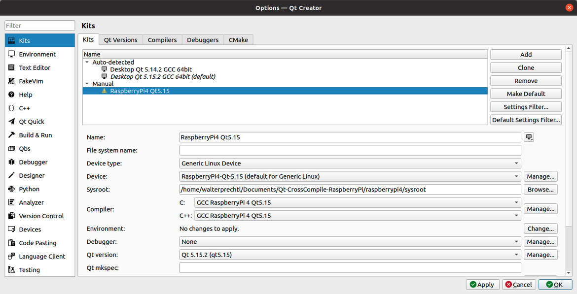 QtCreator Kit Configuration