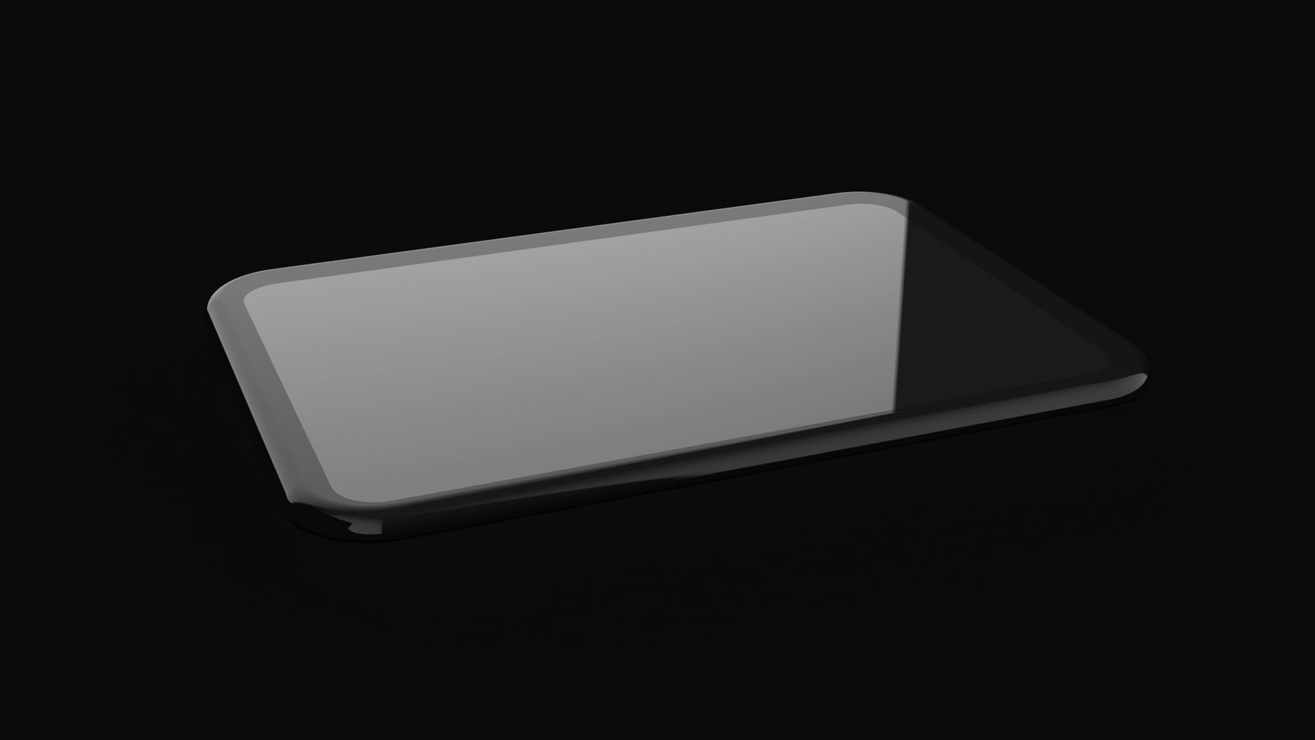 Impactinator® Glass - Glass Round Edge Rotation Black isang itim na parihaba na bagay na may isang itim na background