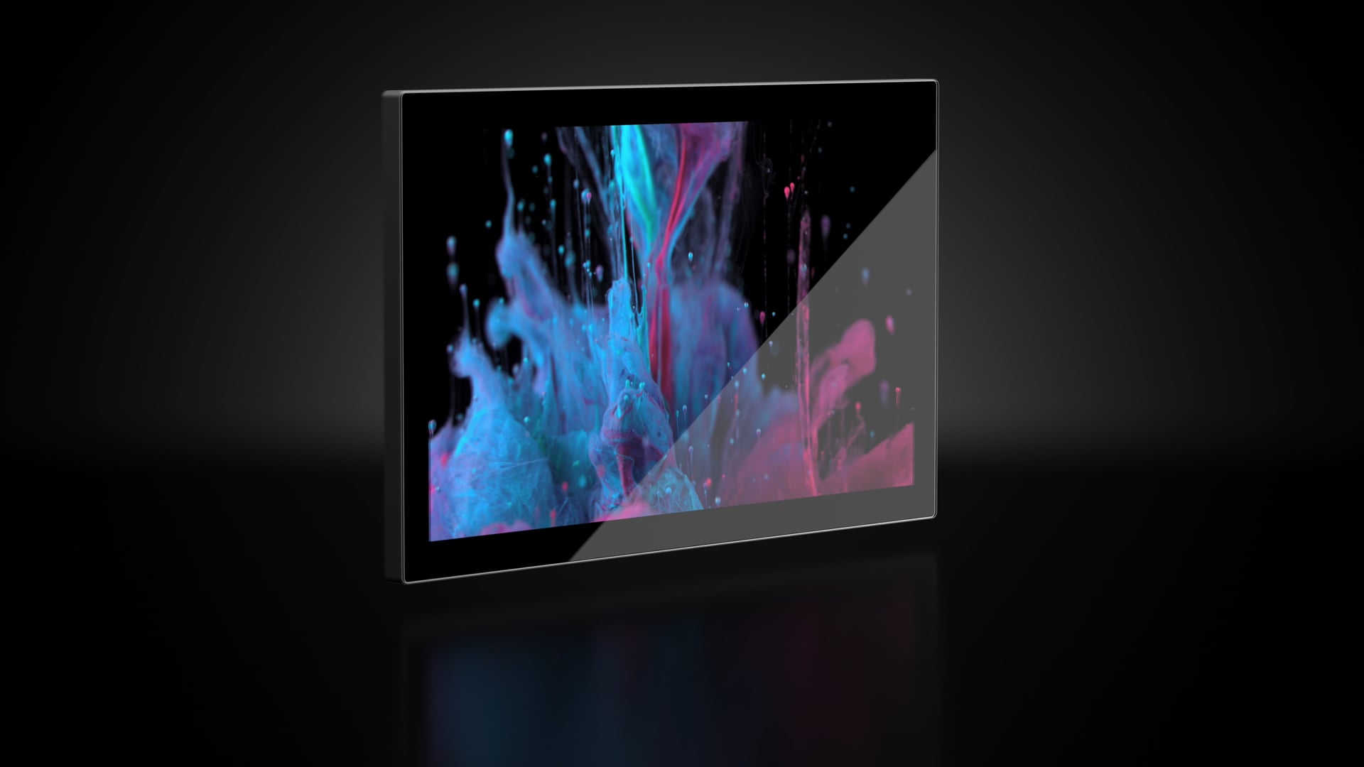 Industrial Monitor - 21_5 Monitor-black-loop isang screen na may larawan ng asul at kulay rosas na pintura